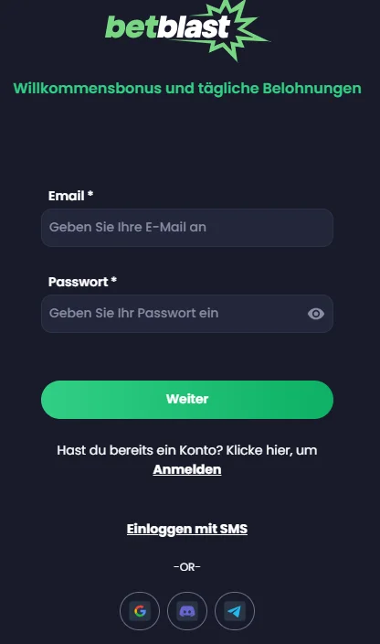BetBlast Casino Registrierung